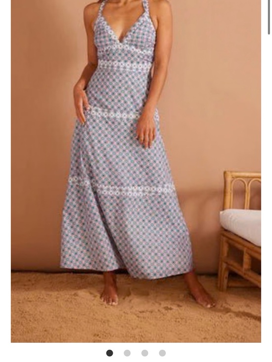 MINKPINK Dresses & Skirts - MINKPINK Blue and White Halter Midi Dress with Small Floral Print